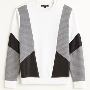 (NWOT) INC International Concepts White, Gray, and Black Crewneck Sweater